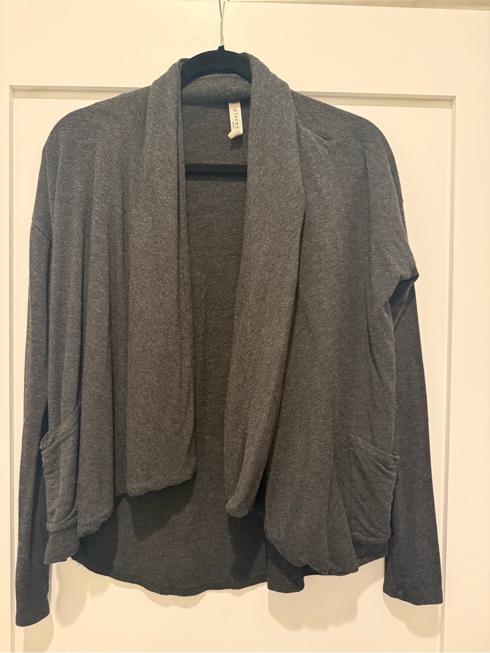 Open-Front Shawl Collar Cardigan Sweater - Dark Gray